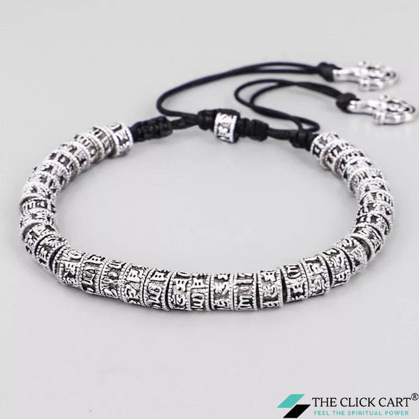 TCC™ Six Words Mantra Tibetan Silver Brass Bead Charm Bracelet